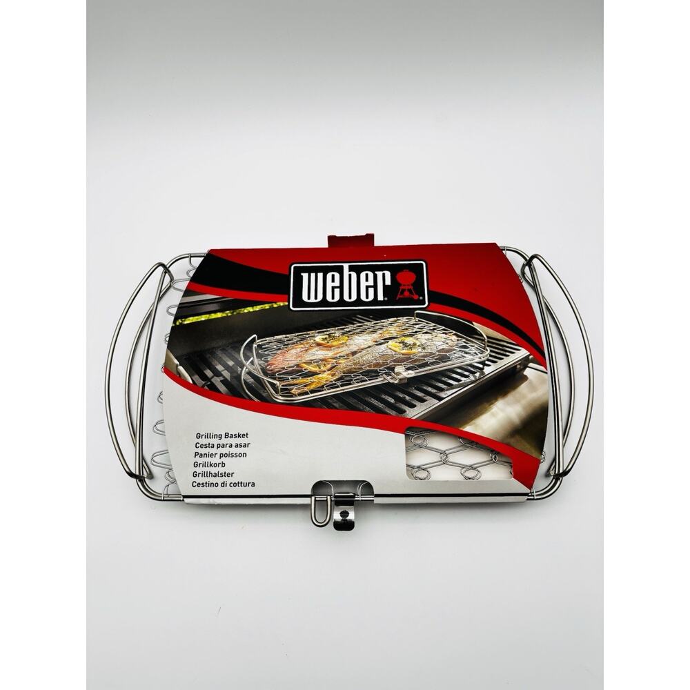 Weber Large Stainless Steel Fish Vegetable Basket for Grill 16" x 10 " NEW #6471